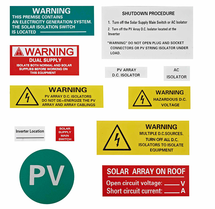 Litemoso Labels Bakeng sa Pv System